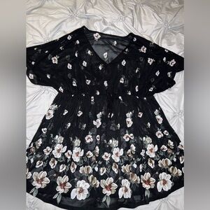 Sheer babydoll floral blouse